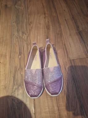 TOMS Kids Glitter Slip-Ons - Pink Lavender